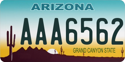 AZ license plate AAA6562