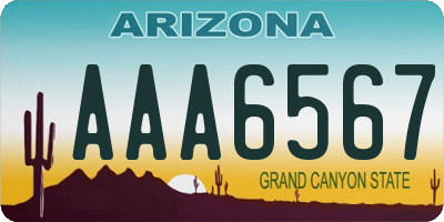 AZ license plate AAA6567