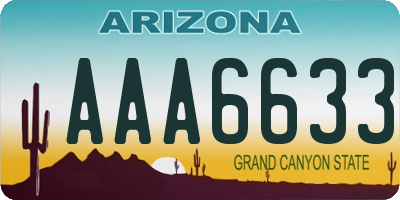 AZ license plate AAA6633