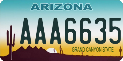 AZ license plate AAA6635