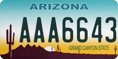 AZ license plate AAA6643