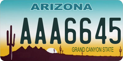 AZ license plate AAA6645