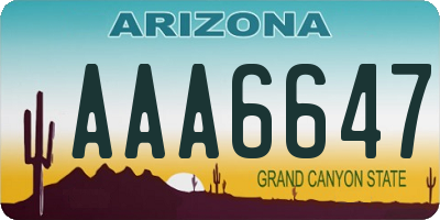 AZ license plate AAA6647