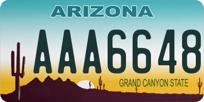 AZ license plate AAA6648