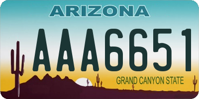 AZ license plate AAA6651