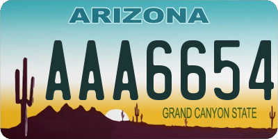 AZ license plate AAA6654