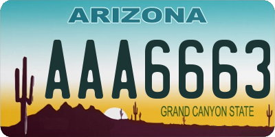 AZ license plate AAA6663