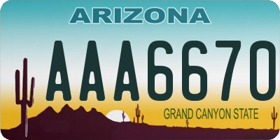 AZ license plate AAA6670