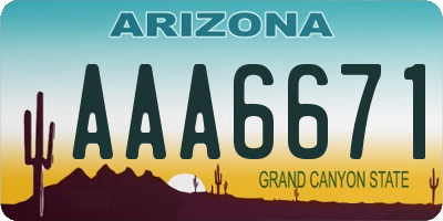 AZ license plate AAA6671