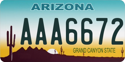 AZ license plate AAA6672