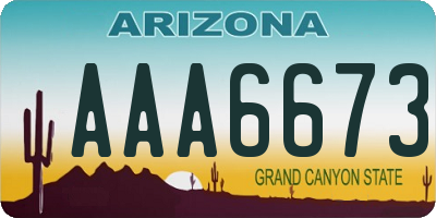 AZ license plate AAA6673