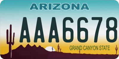 AZ license plate AAA6678