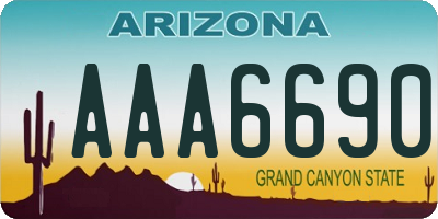 AZ license plate AAA6690