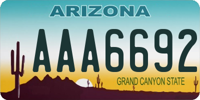 AZ license plate AAA6692