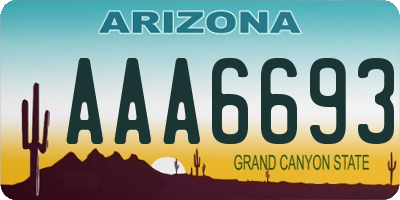 AZ license plate AAA6693