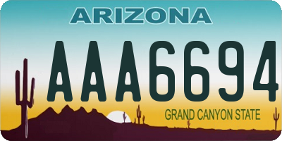 AZ license plate AAA6694