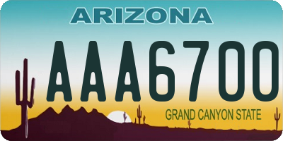 AZ license plate AAA6700