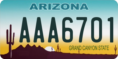 AZ license plate AAA6701