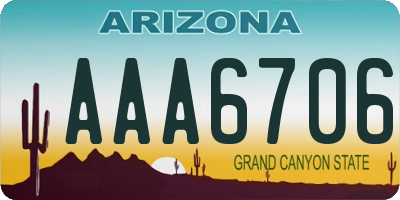 AZ license plate AAA6706