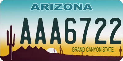 AZ license plate AAA6722