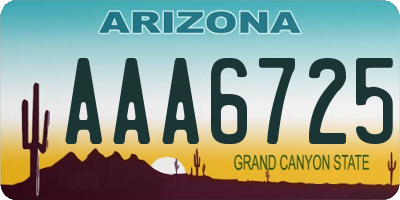 AZ license plate AAA6725