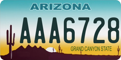 AZ license plate AAA6728