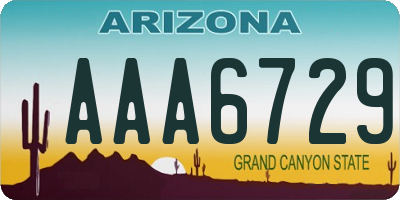 AZ license plate AAA6729