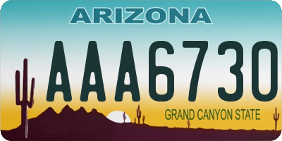 AZ license plate AAA6730