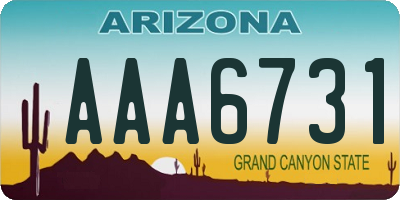 AZ license plate AAA6731