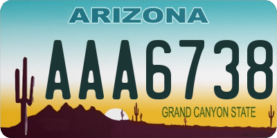 AZ license plate AAA6738