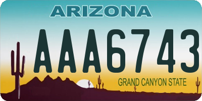 AZ license plate AAA6743