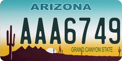 AZ license plate AAA6749