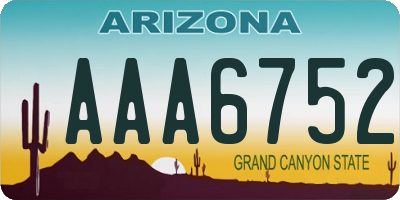 AZ license plate AAA6752