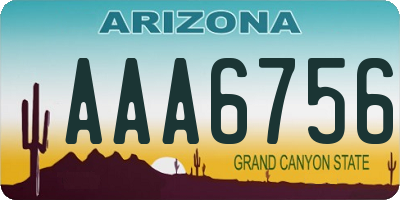 AZ license plate AAA6756