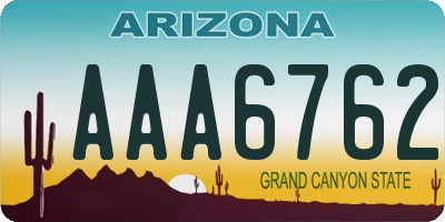 AZ license plate AAA6762