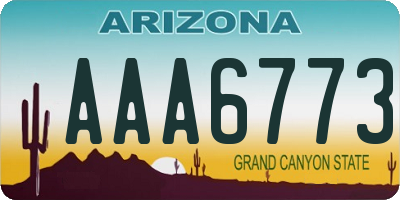 AZ license plate AAA6773