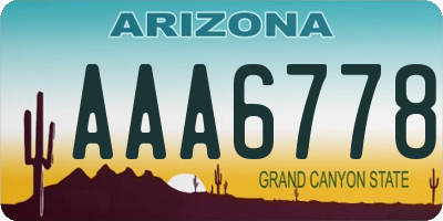 AZ license plate AAA6778