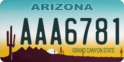 AZ license plate AAA6781