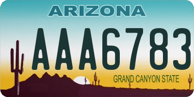 AZ license plate AAA6783