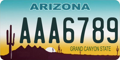 AZ license plate AAA6789