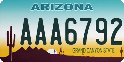 AZ license plate AAA6792