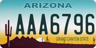 AZ license plate AAA6796