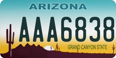 AZ license plate AAA6838