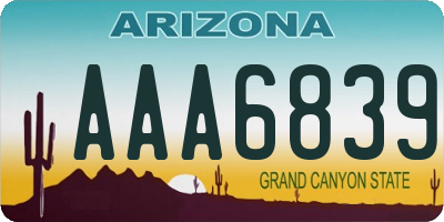 AZ license plate AAA6839