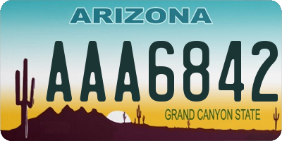 AZ license plate AAA6842