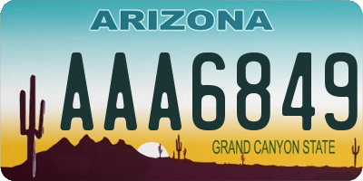 AZ license plate AAA6849