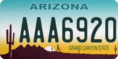 AZ license plate AAA6920