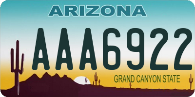 AZ license plate AAA6922