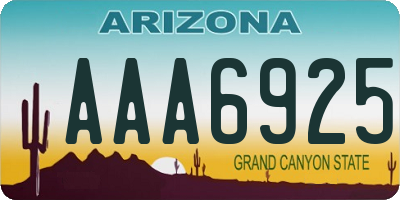 AZ license plate AAA6925