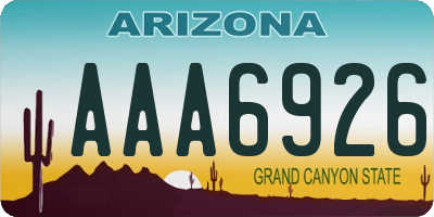 AZ license plate AAA6926